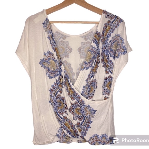 H&M PAISLEY BLOUSE WITH WRAP BACK SIZE MEDIUM - Picture 4 of 4